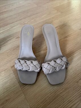 Braided Slide Heels in Beige - Women Shoes